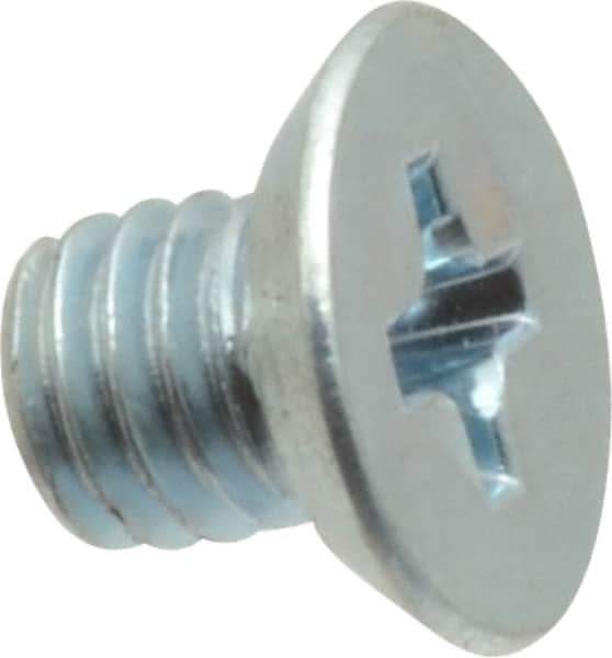 Value Collection - #10-32 UNF, 1/4" OAL Phillips Drive Machine Screw - Flat Head, Grade 2 Steel, Zinc-Plated Finish, Without Washer - Eagle Tool & Supply