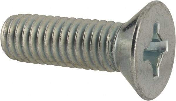 Value Collection - 3/8-16 UNC, 1-1/4" OAL Phillips Drive Machine Screw - Flat Head, Grade 2 Steel, Zinc-Plated Finish, Without Washer - Eagle Tool & Supply