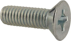 Value Collection - 3/8-16 UNC, 1-1/4" OAL Phillips Drive Machine Screw - Flat Head, Grade 2 Steel, Zinc-Plated Finish, Without Washer - Eagle Tool & Supply