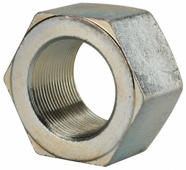 Value Collection - 1-3/4 - 12 UN Steel Right Hand Hex Nut - 2-5/8" Across Flats, 1-1/2" High, Zinc Clear Finish - Eagle Tool & Supply