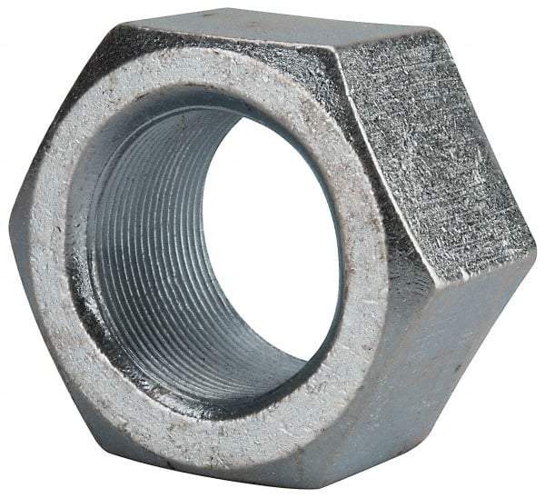 Value Collection - 2-12 UN Steel Right Hand Hex Nut - 3" Across Flats, 1-23/32" High, Zinc Clear Finish - Eagle Tool & Supply