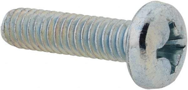 Value Collection - #12-24 UNC, 7/8" Length Under Head Phillips Drive Machine Screw - Pan Head, Grade 2 Steel, Zinc-Plated Finish, Without Washer - Eagle Tool & Supply