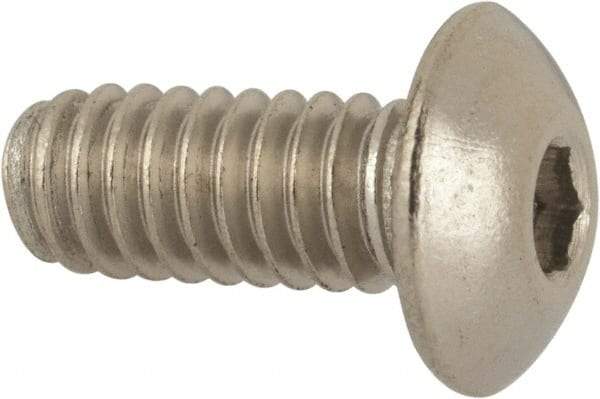 Value Collection - #8-32 UNC Hex Socket Drive, Button Screw - Grade 316 Stainless Steel, Uncoated, 3/8" Length Under Head - Eagle Tool & Supply