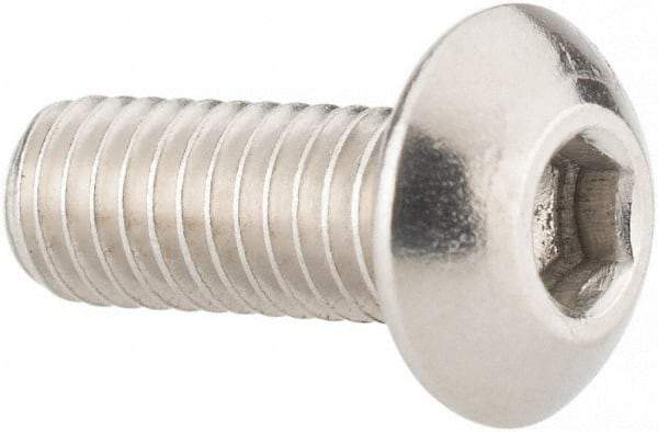 Value Collection - #10-32 UNF Hex Socket Drive, Button Screw - Grade 316 Stainless Steel, Uncoated, 1/2" Length Under Head - Eagle Tool & Supply