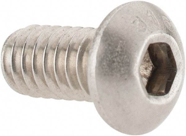 Value Collection - 1/4-20 UNC Hex Socket Drive, Button Screw - Grade 316 Stainless Steel, Uncoated, 1/2" Length Under Head - Eagle Tool & Supply