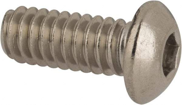 Value Collection - 1/4-20 UNC Hex Socket Drive, Button Screw - Grade 316 Stainless Steel, Uncoated, 5/8" Length Under Head - Eagle Tool & Supply