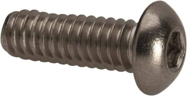 Value Collection - 1/4-20 UNC Hex Socket Drive, Button Screw - Grade 316 Stainless Steel, Uncoated, 3/4" Length Under Head - Eagle Tool & Supply