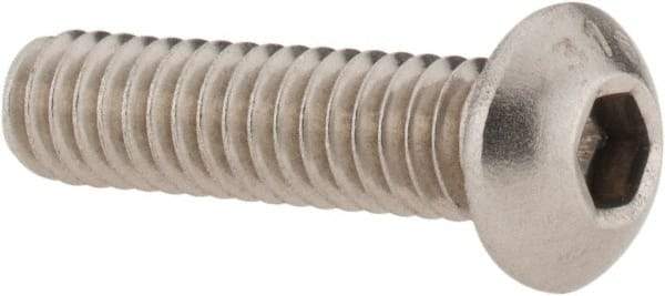 Value Collection - 1/4-20 UNC Hex Socket Drive, Button Screw - Grade 316 Stainless Steel, Uncoated, 1" Length Under Head - Eagle Tool & Supply