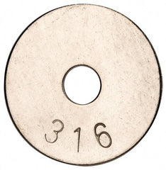 Value Collection - 5/16" Screw, Grade 316 Stainless Steel Fender Flat Washer - 0.336" ID x 1-1/2" OD, 0.069" Thick, Plain Finish - Eagle Tool & Supply