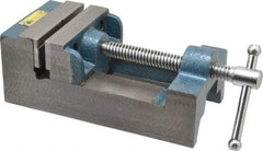 Interstate - 3-5/16" Jaw Opening Capacity x 1-7/64" Throat Depth, Horizontal Drill Press Vise - 3-1/2" Wide x 1.1" High Jaw, Stationary Base, Standard Speed, 8-1/2" OAL x 2-3/4" Overall Height, Cast Iron - Eagle Tool & Supply