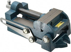 Interstate - 3-5/16" Jaw Opening Capacity x 1-1/4" Throat Depth, Angle Drill Press Vise - 3-1/2" Wide x 1.35" High Jaw, Stationary Base, Standard Speed, 9.13" OAL x 3.23" Overall Height, Cast Iron - Eagle Tool & Supply