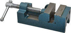 Interstate - 2-11/32" Jaw Opening Capacity x 1-7/64" Throat Depth, Horizontal Drill Press Vise - 2-1/2" Wide x 1.1" High Jaw, Stationary Base, Standard Speed, 7-27/64" OAL x 2-1/4" Overall Height, Cast Iron - Eagle Tool & Supply