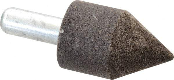 Grier Abrasives - 1-1/4" Diam 80 Grit 60° Included Angle Center Lap - Aluminum Oxide, Medium Grade, Extra Hard Density, Shank Mounted - Eagle Tool & Supply