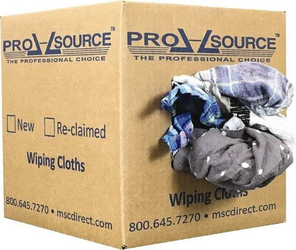 PRO-SOURCE - Reclaimed Cotton Polishing and Dust Cloths - Assorted Colors, Flannel, Low Lint, 5 Lbs. at 3 to 4 per Pound, Box - Eagle Tool & Supply