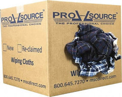 PRO-SOURCE - Reclaimed Cotton Polishing and Dust Cloths - Assorted Colors, Flannel, Low Lint, 10 Lbs. at 3 to 4 per Pound, Box - Eagle Tool & Supply