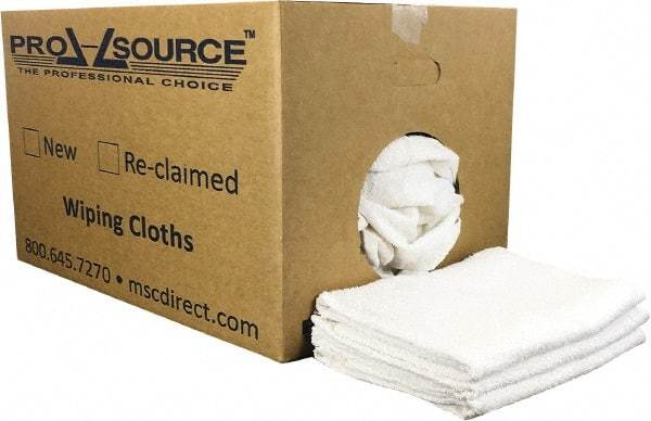 PRO-SOURCE - 40 Inch Long Virgin Terry Cotton Towels - White, Terry Cloth, Low Lint, Box - Eagle Tool & Supply