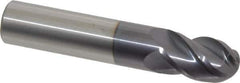 Accupro - 9/16" Diam, 7/8" LOC, 4 Flute Solid Carbide Ball End Mill - AlTiN Finish, Single End, 3" OAL, 9/16" Shank Diam, Spiral Flute - Eagle Tool & Supply