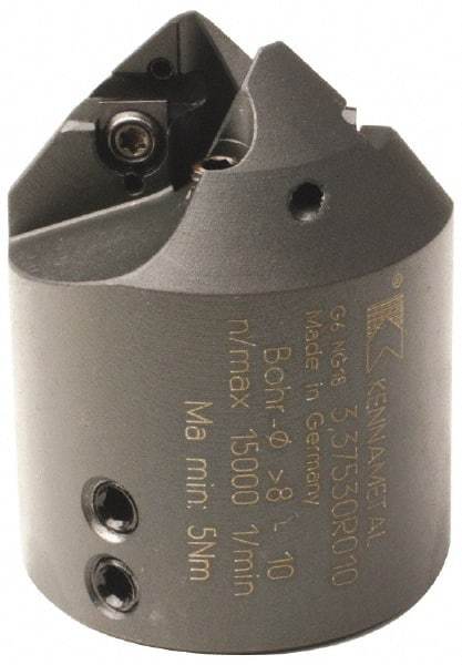 Kennametal - 18 to 20mm Diam, Hydraulic Chuck, 41.6mm Body Shank Diam, 45° Combo Chamfer and Countersink Drill - 20mm Drill Shank Diam, 3.42807R001 Insert, 82.5mm OAL - Eagle Tool & Supply