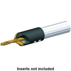 Kennametal - 3/16" to 6.35mm Diam, Straight Shank, 19.05mm Body Shank Diam, 45° Combo Chamfer and Countersink Drill - 1/4" Drill Shank Diam, 3.42805R001 Insert, 4.13" OAL - Eagle Tool & Supply