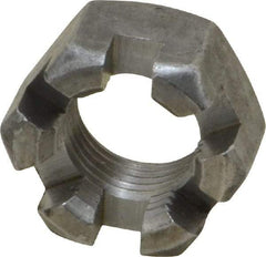 Value Collection - 5/8-18 UNF Grade 2 Steel Slotted Locknut - 15/16" Width Across Flats, 35/64" High, Uncoated - Eagle Tool & Supply