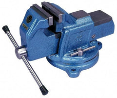 Interstate - 5" Jaw Width, 4-1/2" Opening Capacity, 2-5/8" Throat Depth, Cast Iron Swivel Bench Vise - Bolt Down Base Attachment, 6.81" High - Eagle Tool & Supply