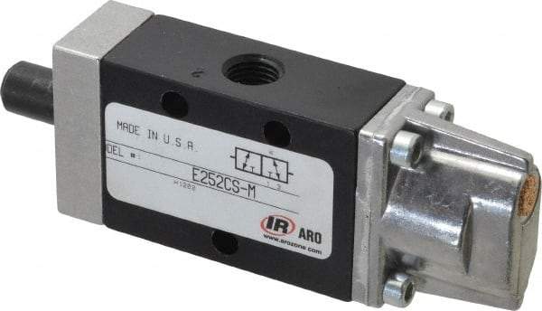 ARO/Ingersoll-Rand - 3 Way Valve For Air Equipment - 1/4 NPT Inlet, 1/4 NPT Outlet, Cam Stem/Spring Actuator, 0.7 CV Rate - Eagle Tool & Supply