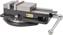 Interstate - 6" Jaw Width, 7-1/2" Jaw Opening Capacity, Horizontal Swivel Machine Vise - Manual Operation, 5,620 Lb Capacity, 1 Station, 17.3" Long x 4.72" High x 1-1/2" Deep, 1-1/2" Jaw Height, Cast Iron - Eagle Tool & Supply