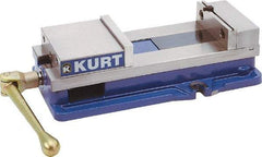 Kurt - 10" Jaw Width, 9-3/4" Jaw Opening Capacity, Horizontal Stationary Machine Vise - Manual Operation, 26,277 Lb Capacity, 1 Station, 29.19" Long x 6-13/16" High x 2-15/16" Deep, 2-1/2" Jaw Height, 80,000 psi Max Clamp Force, Ductile Iron - Eagle Tool & Supply