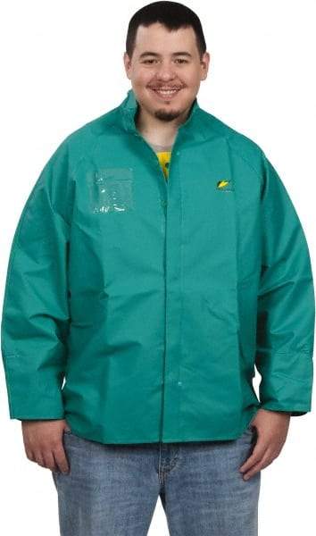 OnGuard - Size 3XL, Green, Chemical, Rain, Flame Resistant/Retardant Jacket - 66" Chest, 1 Pocket - Eagle Tool & Supply