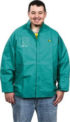 OnGuard - Size 4XL, Green, Chemical, Rain, Flame Resistant/Retardant Jacket - 70" Chest, 1 Pocket - Eagle Tool & Supply