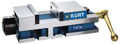 Kurt - 6" Jaw Width, 6" Jaw Opening Capacity, Horizontal Stationary Machine Vise - Hydraulic Operation, 12,600 Lb Capacity, 1 Station, 17" Long x 4.6720" High x 1-31/64" Deep, 1.735" Jaw Height, 3,200 psi Max Clamp Force - Eagle Tool & Supply
