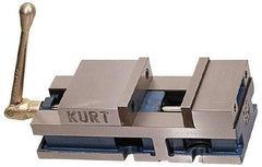 Kurt - 6" Jaw Width, 6" Jaw Opening Capacity, Horizontal Stationary Machine Vise - Air Operation, 5,000 Lb Capacity, 1 Station, 17" Long x 4.6720" High x 1-31/64" Deep, 1.735" Jaw Height, 100 psi Max Clamp Force - Eagle Tool & Supply