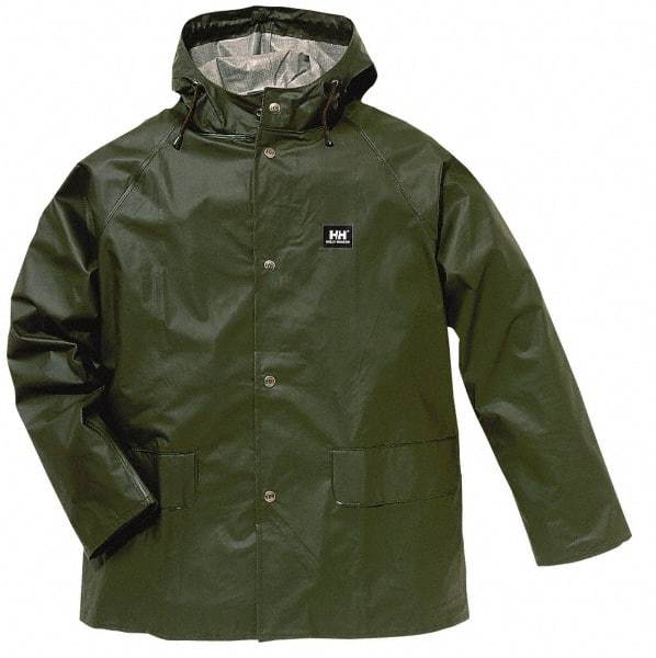 Helly Hansen - Size M, Army Green, Rain Jacket - 38-40" Chest, 2 Pockets - Eagle Tool & Supply