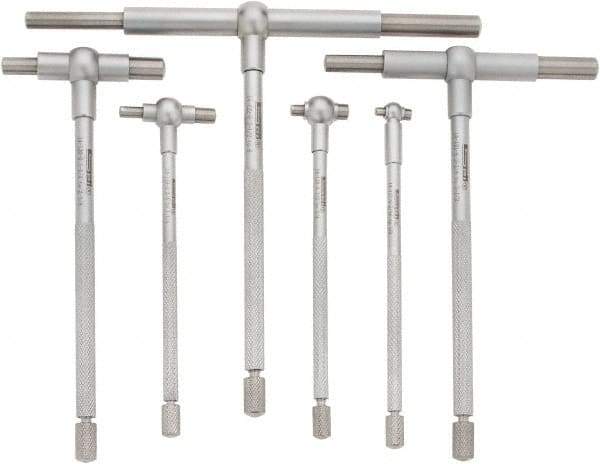 SPI - 6 Piece, 5/16 to 6 Inch, Hardened Tool Steel, Satin Chrome Finish, Telescoping Gage Set - Includes Vinyl Pouch - Eagle Tool & Supply