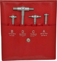SPI - 4 Piece, 5/16 to 2-1/8 Inch, Hardened Tool Steel, Satin Chrome Finish, Telescoping Gage Set - Includes Vinyl Pouch - Eagle Tool & Supply