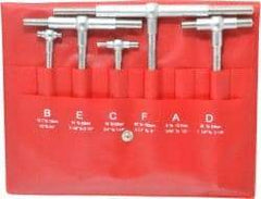 SPI - 4 Piece, 1/2 to 6 Inch, Hardened Tool Steel, Satin Chrome Finish, Telescoping Gage Set - Includes Vinyl Pouch - Eagle Tool & Supply