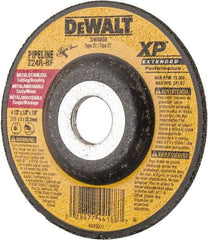 DeWALT - 24 Grit, 4-1/2" Wheel Diam, 1/8" Wheel Thickness, 7/8" Arbor Hole, Type 27 Depressed Center Wheel - Zirconia Alumina, R Hardness, 13,300 Max RPM, Compatible with Angle Grinder - Eagle Tool & Supply