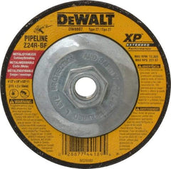 DeWALT - 24 Grit, 4-1/2" Wheel Diam, 1/8" Wheel Thickness, Type 27 Depressed Center Wheel - Zirconia Alumina, R Hardness, 13,300 Max RPM, Compatible with Angle Grinder - Eagle Tool & Supply