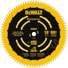 DeWALT - 10" Diam, 5/8" Arbor Hole Diam, 80 Tooth Wet & Dry Cut Saw Blade - Carbide-Tipped, Finishing Action, Standard Round Arbor - Eagle Tool & Supply