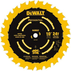 DeWALT - 10" Diam, 5/8" Arbor Hole Diam, 24 Tooth Wet & Dry Cut Saw Blade - Carbide-Tipped, Ripping Action, Standard Round Arbor - Eagle Tool & Supply