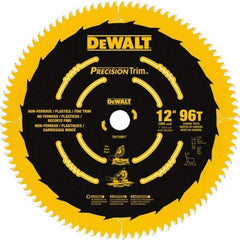 DeWALT - 12" Diam, 1" Arbor Hole Diam, 96 Tooth Wet & Dry Cut Saw Blade - Carbide-Tipped, Fine Trimming Action, Standard Round Arbor - Eagle Tool & Supply