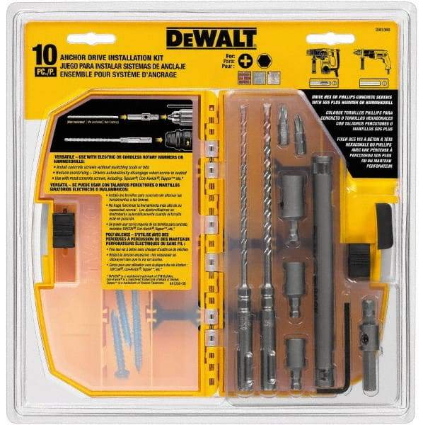 DeWALT - 10 Piece Carbide Tipped Masonry Anchor Installation Kit - For Use with SDS Rotary Hammers - Eagle Tool & Supply