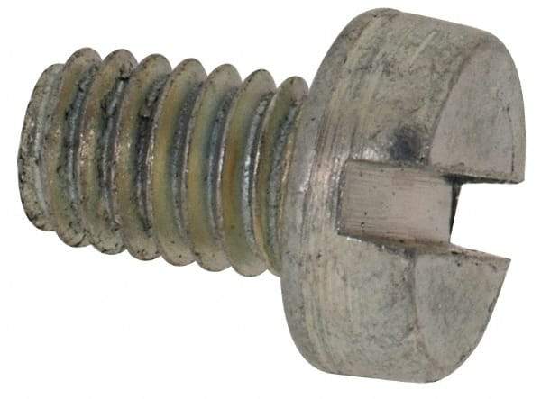 Value Collection - M4x0.70, 6mm Length Under Head Slotted Drive Machine Screw - Cheese Head, Grade 4.8 Steel, Zinc-Plated Finish, Without Washer - Eagle Tool & Supply