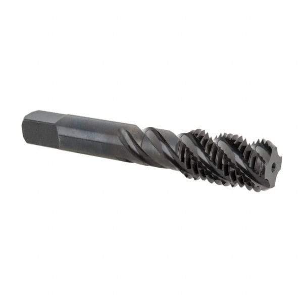 Hertel - 3/4-10 UNC 4 Flute Bottoming Spiral Flute Tap - High Speed Steel, Oxide Finish, 4-1/4" OAL, Right Hand Flute, Right Hand Thread, H3 - Eagle Tool & Supply