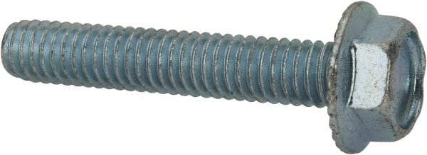 Value Collection - 5/16-18 UNC, 1-3/4" Length Under Head, Hex Drive Flange Bolt - 1-3/4" Thread Length, Grade 2 Steel, Serrated Flange, Zinc-Plated Finish - Eagle Tool & Supply