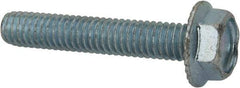 Value Collection - 5/16-18 UNC, 1-3/4" Length Under Head, Hex Drive Flange Bolt - 1-3/4" Thread Length, Grade 2 Steel, Serrated Flange, Zinc-Plated Finish - Eagle Tool & Supply