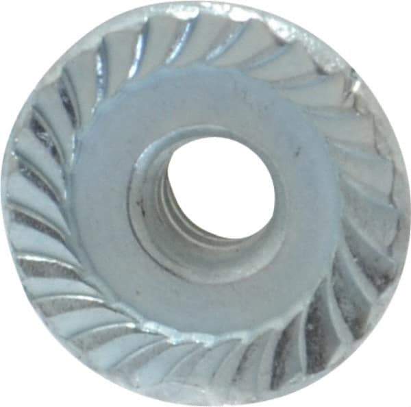 Value Collection - #6-32, 27/64" Flange Diam, Serrated Flange Nut - Grade Grade 2 Steel, Zinc-Plated Finish, 0.171" Flange Height - Eagle Tool & Supply