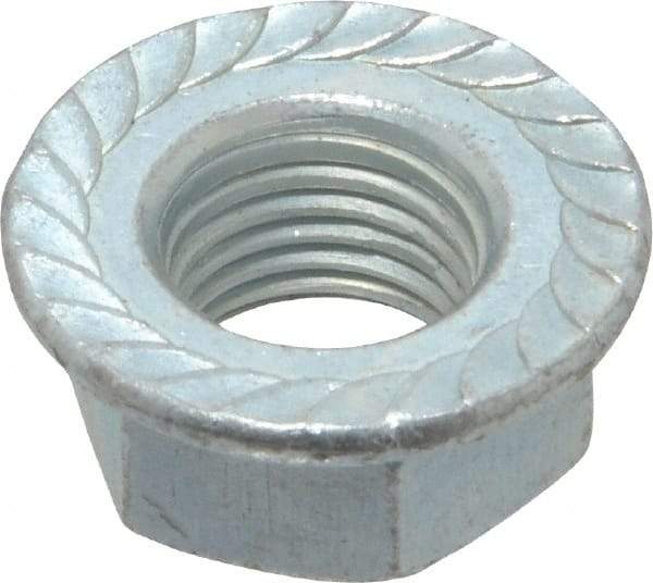 Value Collection - 3/8-24, 3/4" Flange Diam, Serrated Flange Nut - Grade Grade 2 Steel, Zinc-Plated Finish, 0.347" Flange Height - Eagle Tool & Supply