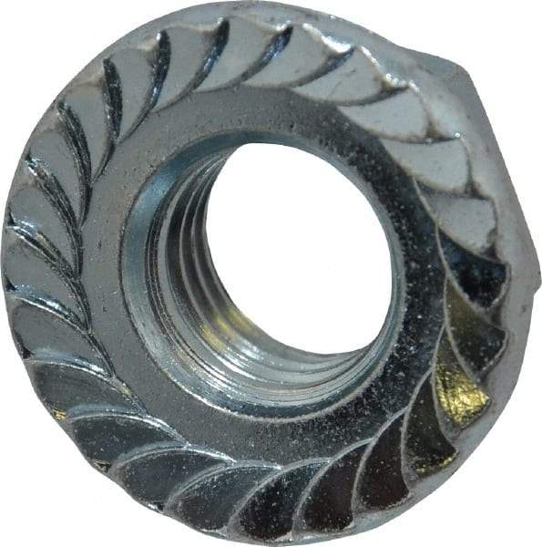 Value Collection - 5/8-11, 1-9/32" Flange Diam, Serrated Flange Nut - Grade Grade 2 Steel, Zinc-Plated Finish, 0.569" Flange Height - Eagle Tool & Supply