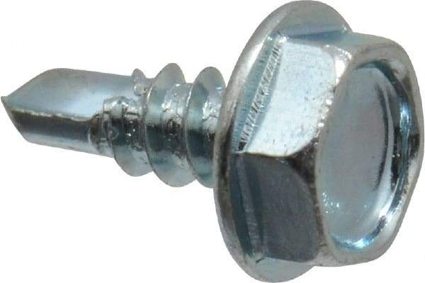Value Collection - #6, Hex Washer Head, Hex Drive, 3/8" Length Under Head, #2 Point, Self Drilling Screw - Grade 1016-1024 Steel, Zinc-Plated Finish - Eagle Tool & Supply